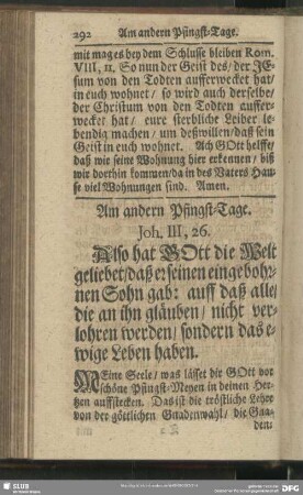 Am andern Pfingst-Tage. Joh. III, 26