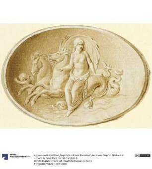 Amphitrite mit zwei Seerossen, Amor und Delphin. Nach einer antiken Gemme