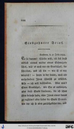 Siebzehnter Brief.