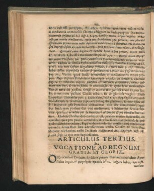 Articulus Tertius. de Vocatione Ad Regnum Gratiae et Gloriae.