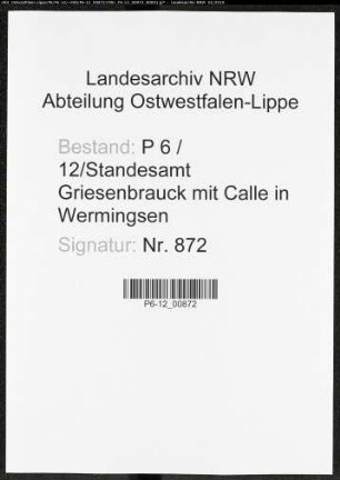 Sterberegister Standesamt Griesenbrauck