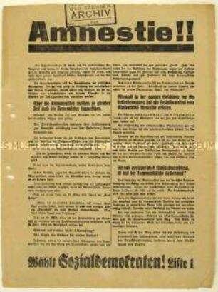 Flugblatt der SPD gegen die KPD und Aufruf zur Reichstagswahl 1928