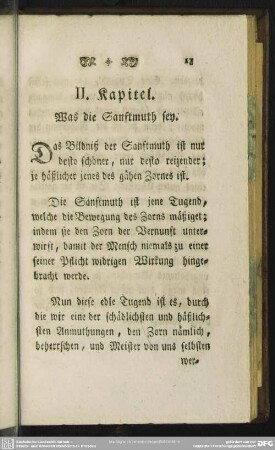 II. Kapitel. Was die Sanftmuth sey