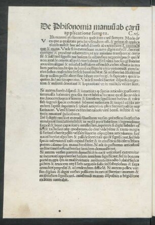 De Phisonomia manuum ab earum applicatione sumpta. C. vi.