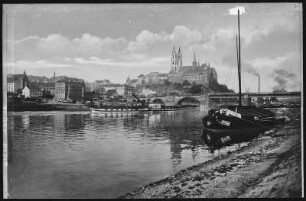 Meißen. Burgberg - Elbe mit Dampfer Graf Moltke