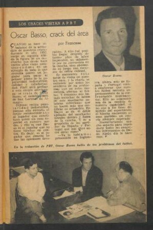 Oscar Basso, crack del área : Los cracks visitan a PBT