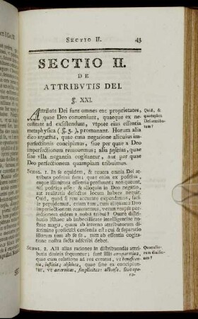 Sectio II. De attributis dei.