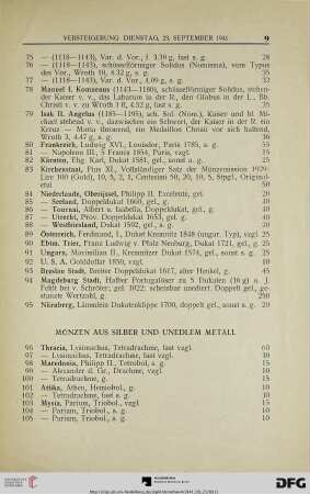 Münzen aus Silber und unedlem Metall (Nr. 96-327)