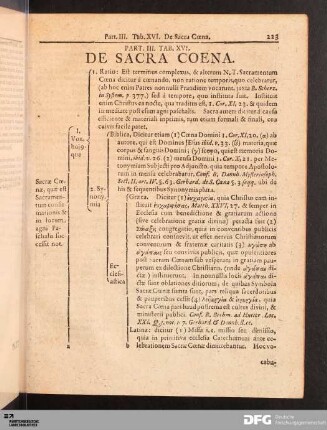 Tab. XVI. De Sacra Coena.