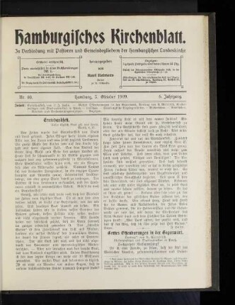 Nr. 40. Hamburg, 3. Oktober 1909. 6. Jahrgang.