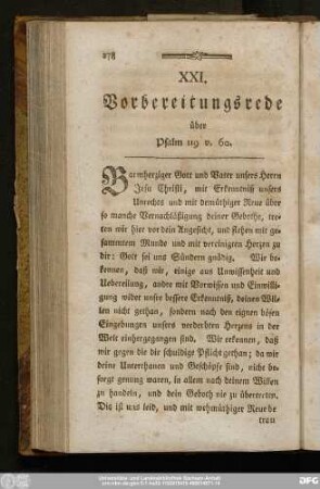 XXI. Vorbereitungsrede über Psalm 119 v. 60.
