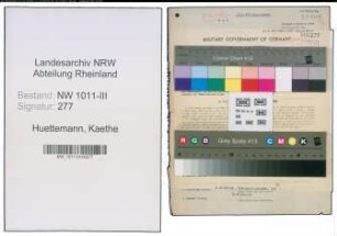 Entnazifizierung Kaethe Huettemann , geb. 24.04.1912 (Sekretaerin)
