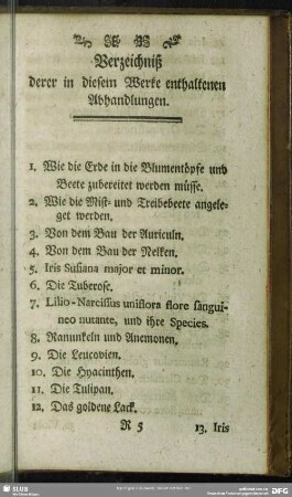 Verzeichniß derer in diesem Werke enthaltenen Abhandlungen