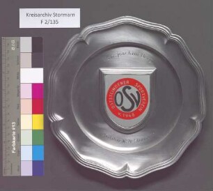 Oststeinbeker Sportverein von 1948: Ehrenteller mit Gravur "Hans Joachim Berg 25 Jahre Kreissportverband Stormarn"
