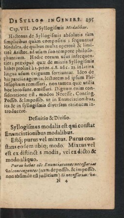 Cap. VII. De Syllogismis Modalibus.