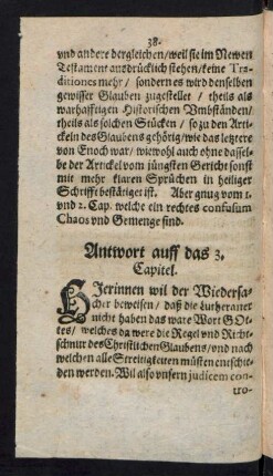 Antwort auff das 3. Capitel.