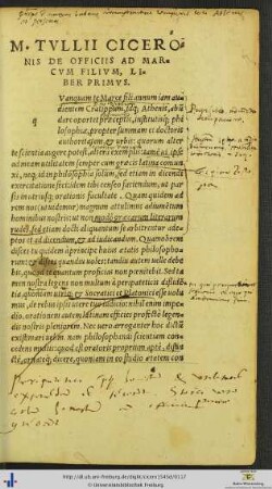 Marci Tullii Ciceronis De Officiis Ad Marcum Filium