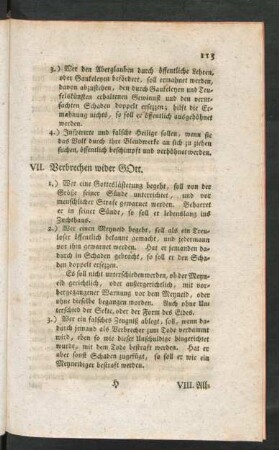 VII. Verbrechen wider GOtt
