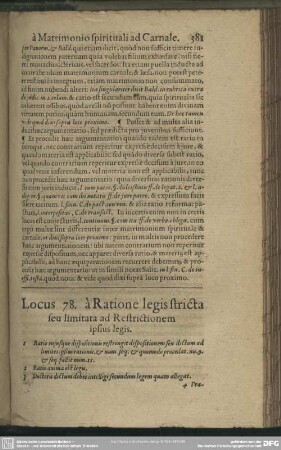 Locus 78. à Ratione legis stricta seu limitate ad Restrictionem ipsus legis