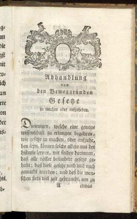 Abhandlung von den Beweggründen Gesetze zu machen oder aufzuheben.
