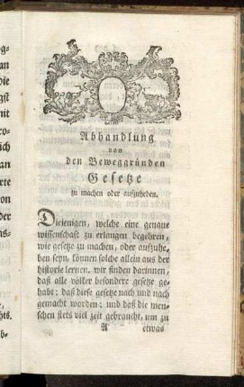 Abhandlung von den Beweggründen Gesetze zu machen oder aufzuheben.