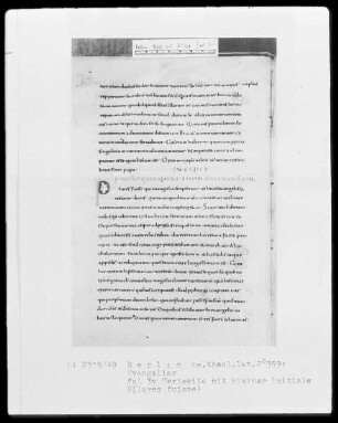 Evangeliar aus Werden — Initiale P(lures fuisse), Folio 3recto