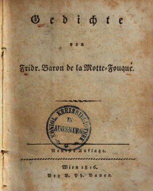 Gedichte, [1]. [Gedichte aus dem Jünglingsalter]