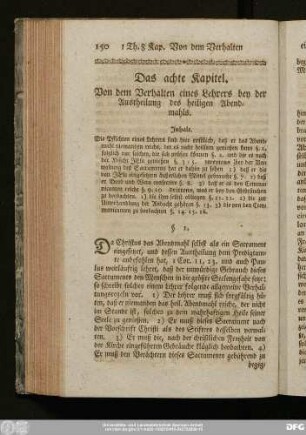 Das achte Kapitel. Von dem Verhalten eines Lehrers bey der Austheilung des heiligen Abendmahls.