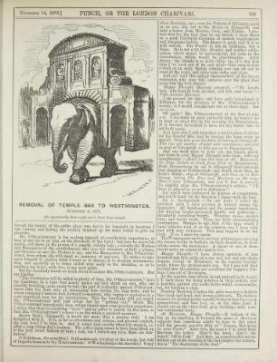 Removal of Temple Bar to Westminster