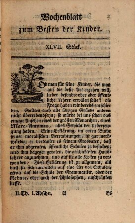 Wochenblatt zum Besten der Kinder. 2,1. 1761