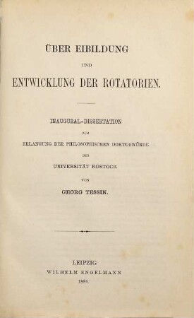 Über Eibildung und Entwicklung der Rotatorien