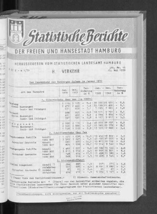 Der Seeverkehr des Hamburger Hafens im Januar 1970 : Lfd. Nr. 15