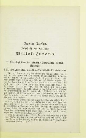 Zweiter Kursus. (Lehrstoff der Quinta.) Mittel-Europa