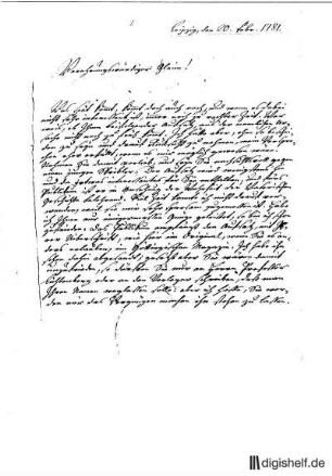 1: Brief von Wilhelm Gottlieb Becker an Johann Wilhelm Ludwig Gleim