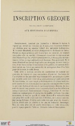 N.S. 11.1865: Inscription grecque nouvellement découverte aux environs d'Athènes