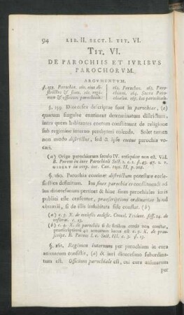 Tit. VI. De Parochiis Et Iuribus Parochorum
