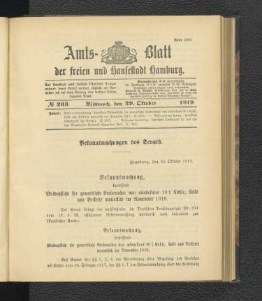 No.263, Mittwoch, den 29. Oktober 1919