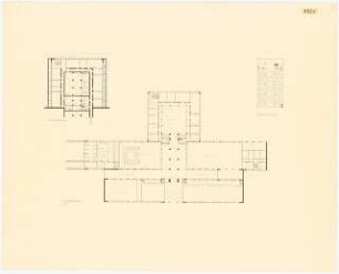Amerika-Gedenkbibliothek, Berlin-Kreuzberg Wettbewerb: 3 Grundrisse 1. Obergeschoss, Kellergeschoss, 1. Magazingeschoss, 1:200