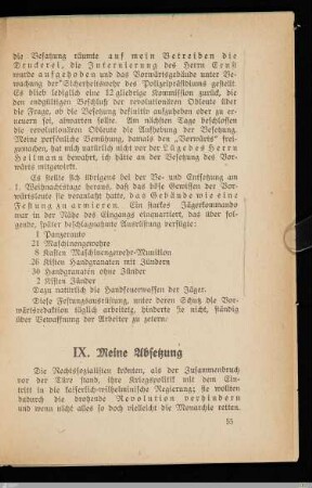 IX. Meine Absetzung