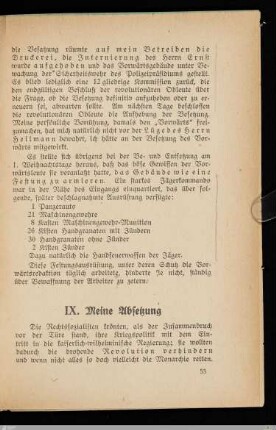 IX. Meine Absetzung