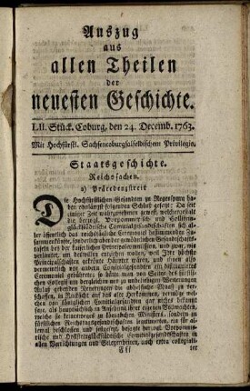 LII. Stück. Coburg, den 24. Dec. 1763.