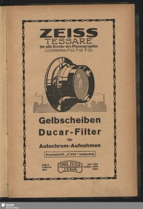 Werbung: Zeiss Tessare, Carl Zeiss Jena