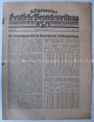 Mitteilungsblatt des Deutschen Beamtenbundes zur Änderung der Besordungsordnung