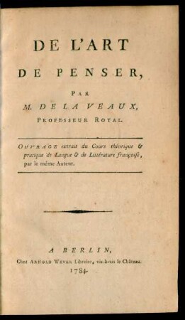 De L'Art De Penser