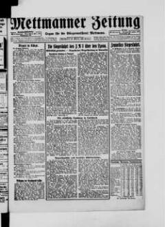 Mettmanner Zeitung. 1919-1940