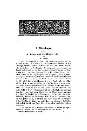 Ziehen und die Metaphysik