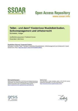 Teilen - und dann? Kostenlose Musikdistribution, Selbstmanagement und Urheberrecht