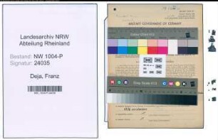 Entnazifizierung Franz Deja , geb. 16.06.1888 (Weichenwaerter)