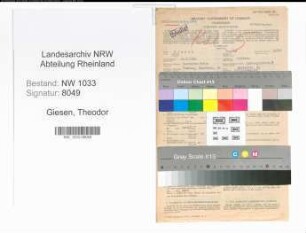 Entnazifizierung Theodor Giesen , geb. 22.05.1922 (Polizeibeamter)