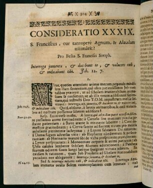 304-313, CONSIDERATIO XXXIX. S. Franciscus, cur tantoperè Agnum, & Alaudam aestimârit?